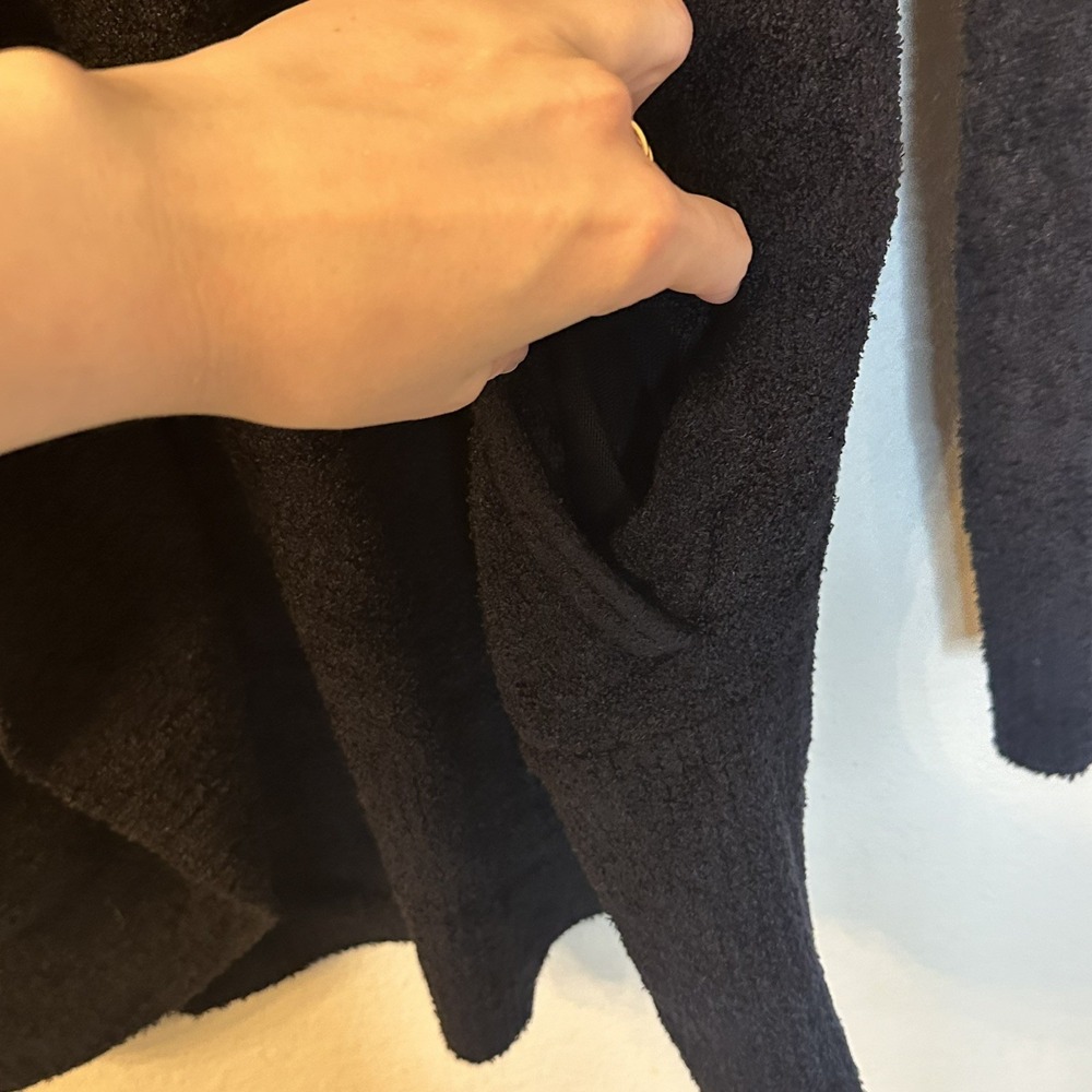 Barefoot Dreams CozyChic Lite Circle Cardigan Black Medium Open Front Pockets - Picture 5 of 8
